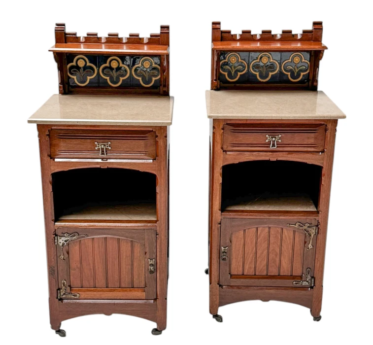 Two Arts & Crafts Nightstands by Gustave Serrurier-Bovy, 1900s